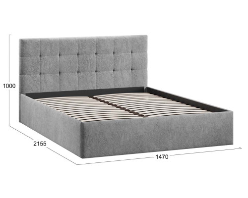 Кровать без ПМ «Джоли» 140 Тип 1 (без подъемного механизма), микровелюр Wellmart Silver Кровать без ПМ «Джоли» 140 Тип 1 (без подъемного механизма), микровелюр Wellmart Silver
