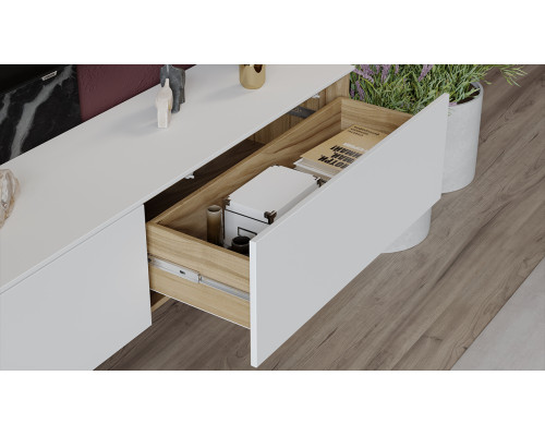 Тумба для теле- и радиоаппаратуры «Порто», Яблоня Беллуно, Белый софт