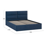 Кровать без ПМ «Глосс» Тип 1 1600 (без подъемного механизма),Микровелюр Wellmart Blue