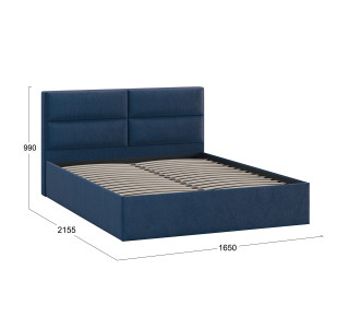 Кровать без ПМ «Глосс» 160 Тип 1 (без подъемного механизма), микровелюр Wellmart Blue