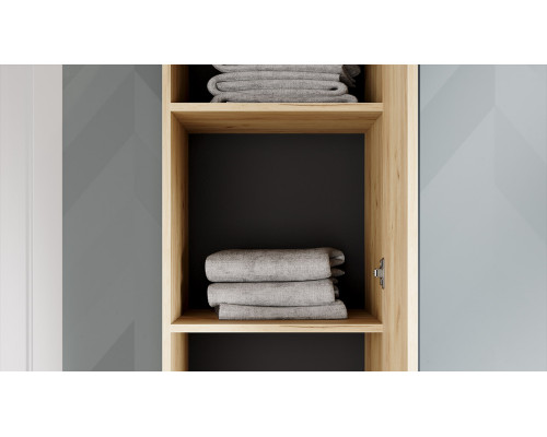 Шкаф для белья «Джоли» 450, дуб крафт золотой, графит матовый