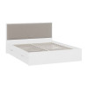 Кровать без ПМ «Стенли» 160 (без подъемного механизма), Белый Ясень, Велюр Confetti Smoke