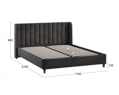 Кровать с ПМ «Шанель» 160 (с подъемным механизмом), Микровелюр Wellmart Graphite