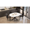 Стол обеденный раздвижной «Дуглас» Тип 1, черный муар, стекло матовое белый мрамор