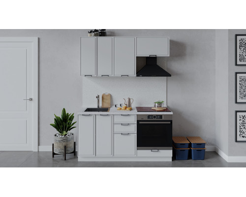Кухонный гарнитур «Белладжио» длиной 160 см со шкафом НБ,белый,фон белый