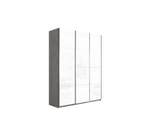 Шкаф-купе 3-х дверный «Траст», 1800, бетон, стекло белый глянец