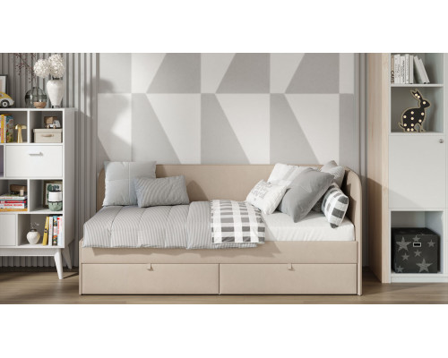 Кровать с мягкой обивкой «Молли» 80*200 Тип 1, Микровелюр Scandi Cream 03
