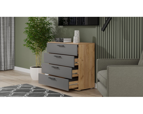 Комод «Нео», дуб крафт золотой, серый графит