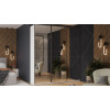 Шкаф-купе 2092 с 3 зеркальными дверями «Оскар», ручка черная, белый снег