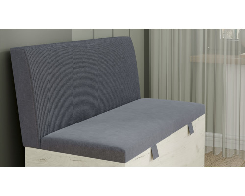 Скамья прямая «Мальта», дуб крафт белый, микровелюр Linea Grande 83/Connect 83 (серый)