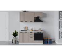 Кухонный гарнитур «Лорас» длиной 160 см со шкафом НБ, Белый, Холст латте