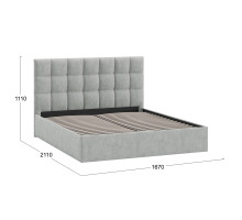 Кровать без ПМ «Эмбер» ,160 (без подъемного механизма),микровелюр Jercy Silver