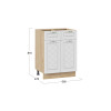 Шкаф напольный 600 с двумя ящиками и двумя дверями «Бьянка», Дуб Крафт золотой, Дуб белый
