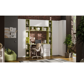 Набор детской мебели «Порто» №10, Белый жемчуг, Океан Зеленый, Белый софт