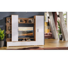 Гостиная «Моника», Дуб Крафт золотой, Белый матовый