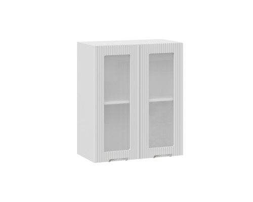 Шкаф навесной 600 c двумя дверями со стеклом «Кимберли», Белый, Сноу