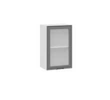 Шкаф навесной 450 c одной дверью со стеклом «Белладжио», Белый, Софт графит