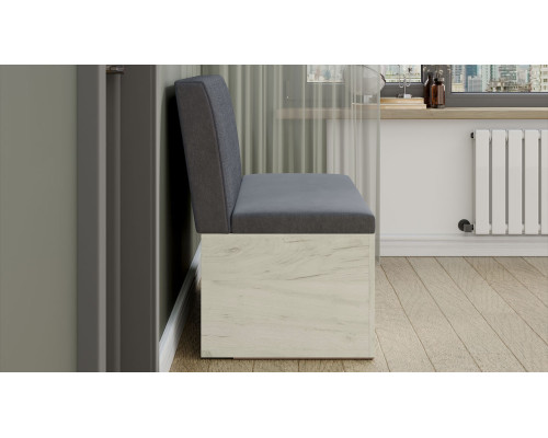 Скамья прямая «Мальта», дуб крафт белый, микровелюр Linea Grande 83/Connect 83 (серый)