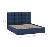 Кровать без ПМ «Эмбер»,1600 (без подъемного механизма),Микровелюр Wellmart Blue
