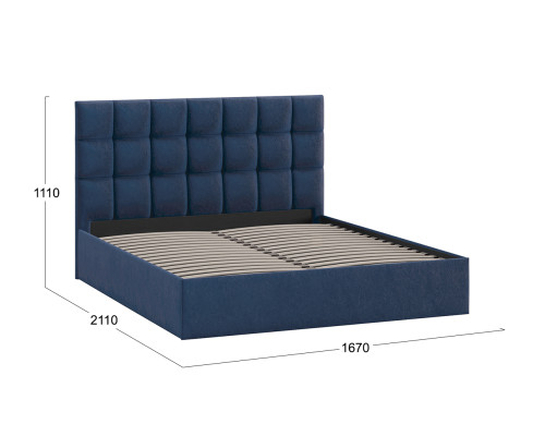 Кровать без ПМ «Эмбер»,1600 (без подъемного механизма),Микровелюр Wellmart Blue