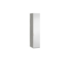 Шкаф для белья с 1 зеркальной дверью правый «Эмбер», дуб гамильтон, белый глянец