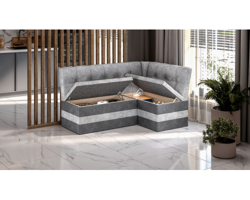 Скамья угловая «Оскар» исп. 2, микровелюр Wellmart Silver, Graphite