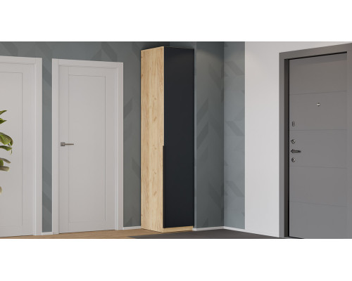 Шкаф для белья «Джоли» 450, дуб крафт золотой, графит матовый