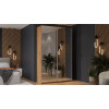 Шкаф-купе 140 с 2 зеркальными дверями «Оскар», ручка серебро, дуб крафт золотой