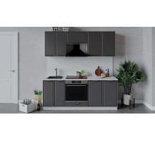 Кухонный гарнитур «Белладжио» длиной 200 см со шкафом НБ,белый, софт графит