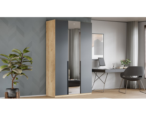 Шкаф комбинированный «Джоли» 1350, Дуб Крафт золотой, Графит матовый