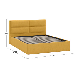 Кровать без ПМ «Глосс» 160 тип 1 (без подъемного механизма), микровелюр Wellmart Yellow