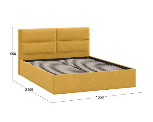 Кровать без ПМ «Глосс» тип 1,1600 (без подъемного механизма), Микровелюр Wellmart Yellow