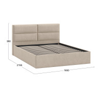 Кровать без ПМ «Глосс» Тип 1 ,1600 (без подъемного механизма),Микровелюр Wellmart Dark Beige