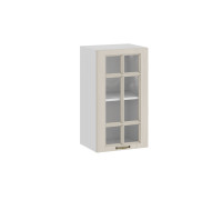 Шкаф навесной 400 c одной дверью со стеклом «Лина», Белый, Крем