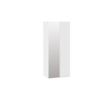 Шкаф для одежды (580) с 1 глухой и 1 зеркальной дверями «Порто», Белый Жемчуг, Белый софт