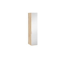 Шкаф для белья с 1 зеркальной дверью правый «Эмбер», яблоня беллуно, белый глянец