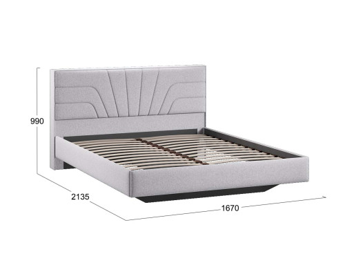 Кровать без ПМ «Пандора» 160 Тип 1 (без подъемного механизма), Микровелюр Jercy Silver