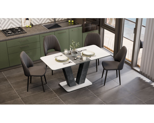 Стол раздвижной «Чинзано» Тип 1,Моод темный/стекло белое матовое