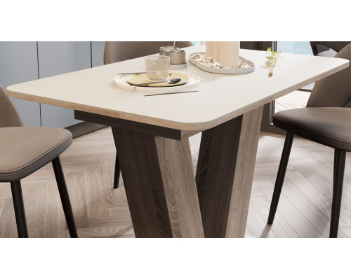 Стол раздвижной «Чинзано» Тип 1,Дуб сонома трюфель/стекло бежевое матовое