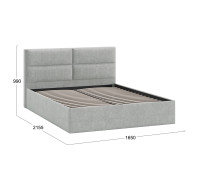 Кровать без ПМ «Глосс» Тип 1,1600 (без подъемного механизма),Микровелюр Jercy Silver