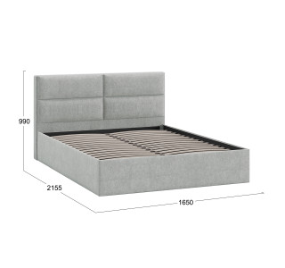 Кровать без ПМ «Глосс» 160 Тип 1 (без подъемного механизма), микровелюр Jercy Silver