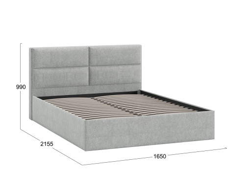 Кровать без ПМ «Глосс» Тип 1,1600 (без подъемного механизма),Микровелюр Jercy Silver