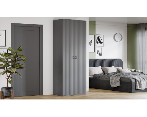 Шкаф 2-х дверн. для одежды «Тиффани», серый графит, графит матовый