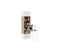 Шкаф комбинированный (366) со столом «Порто» Исп.2, Белый Жемчуг, Яблоня Беллуно, Белый софт