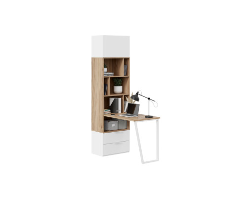 Шкаф комбинированный (366) со столом «Порто» Исп.2, Белый Жемчуг, Яблоня Беллуно, Белый софт