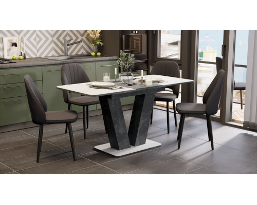 Стол раздвижной «Чинзано» Тип 1,Моод темный/стекло белое матовое