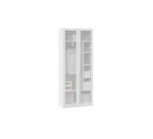 Шкаф для одежды (366) с 2 дверями со стеклом «Порто», белый жемчуг/стекло сатин белое