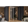 Шкаф-купе 1765 с 3 зеркальными дверями «Оскар», ручка белая, дуб крафт золотой