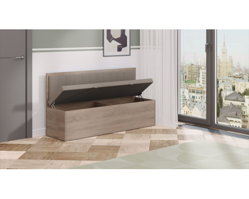 Скамья прямая «Берген», Дуб Сонома трюфель, Велюр Мокко светлый