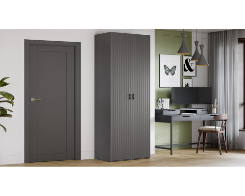 Шкаф 2-х дверн. для одежды «Тиффани», серый графит, графит матовый
